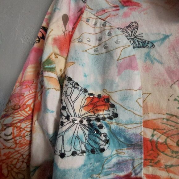 Shanak women's jacket size S, decoration with butterfly, sequins,Paisley, Button - Picture 12 of 12